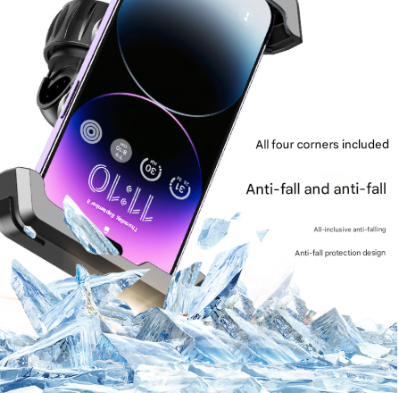 Black Heavy Duty Bike Phone Mount - Anti-Shake Motorcycle Holder with Secure Lock, 360 Rotation Cradle for All-Terrain Cycling