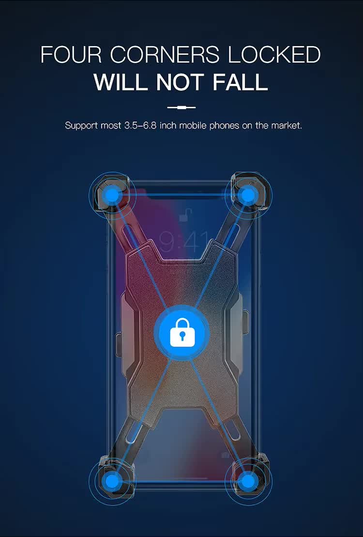 Blue and Black Secure Grip Bike Phone Mount - Adjustable 360 Rotation Bicycle Handlebar Holder, Universal Cradle for MTB & Road Cycling