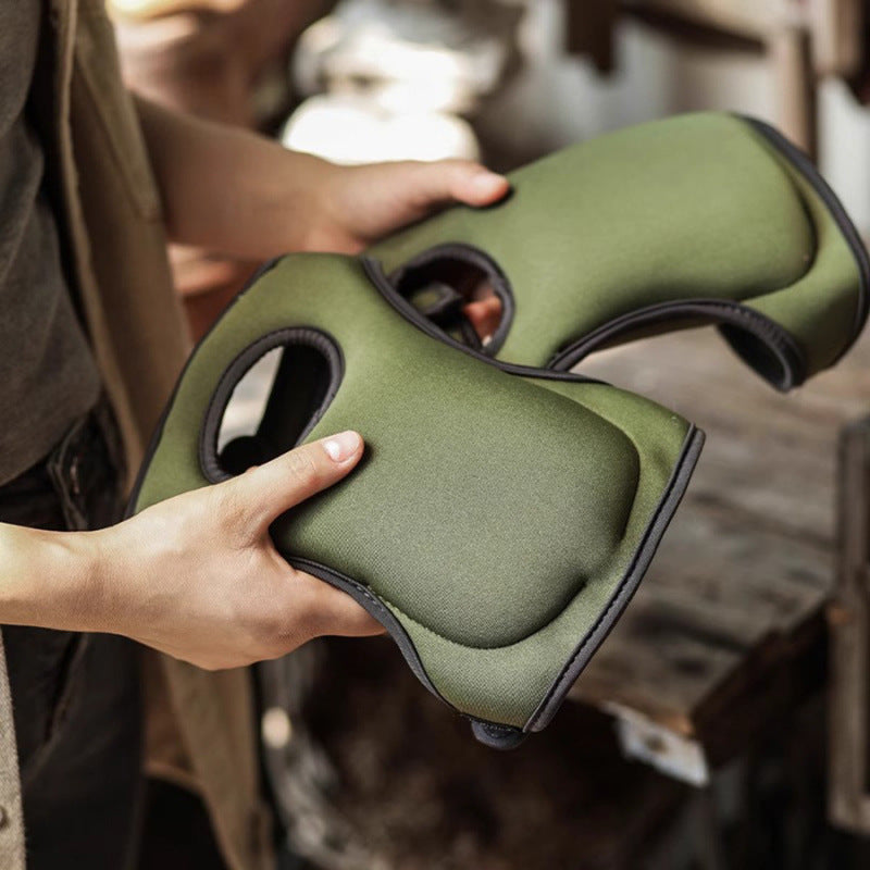 Green Adjustable Gardening Knee Pads - Comfortable Neoprene Knee Protectors for Weeding & Outdoor Work