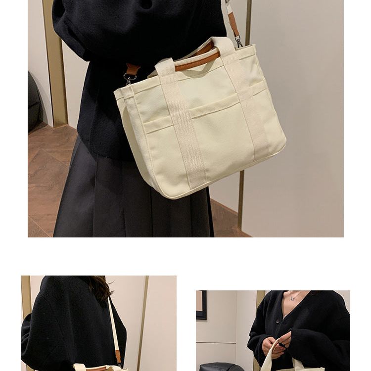 White Stylish Multi-Functional Mommy Diaper Bag - Durable Canvas Tote