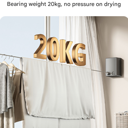 White Retractable Stainless Steel Clothesline - 4.2m Indoor and Outdoor Drying Solution