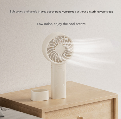 White Mini Portable USB Rechargeable Fan - Quiet Cooling for Desk or Travel