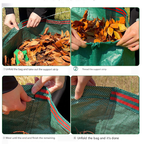 2PCS 160L(60cm*60cm) Heavy-Duty Foldable Garden Leaf Bag - Large-Capacity Horizontal Dustpan