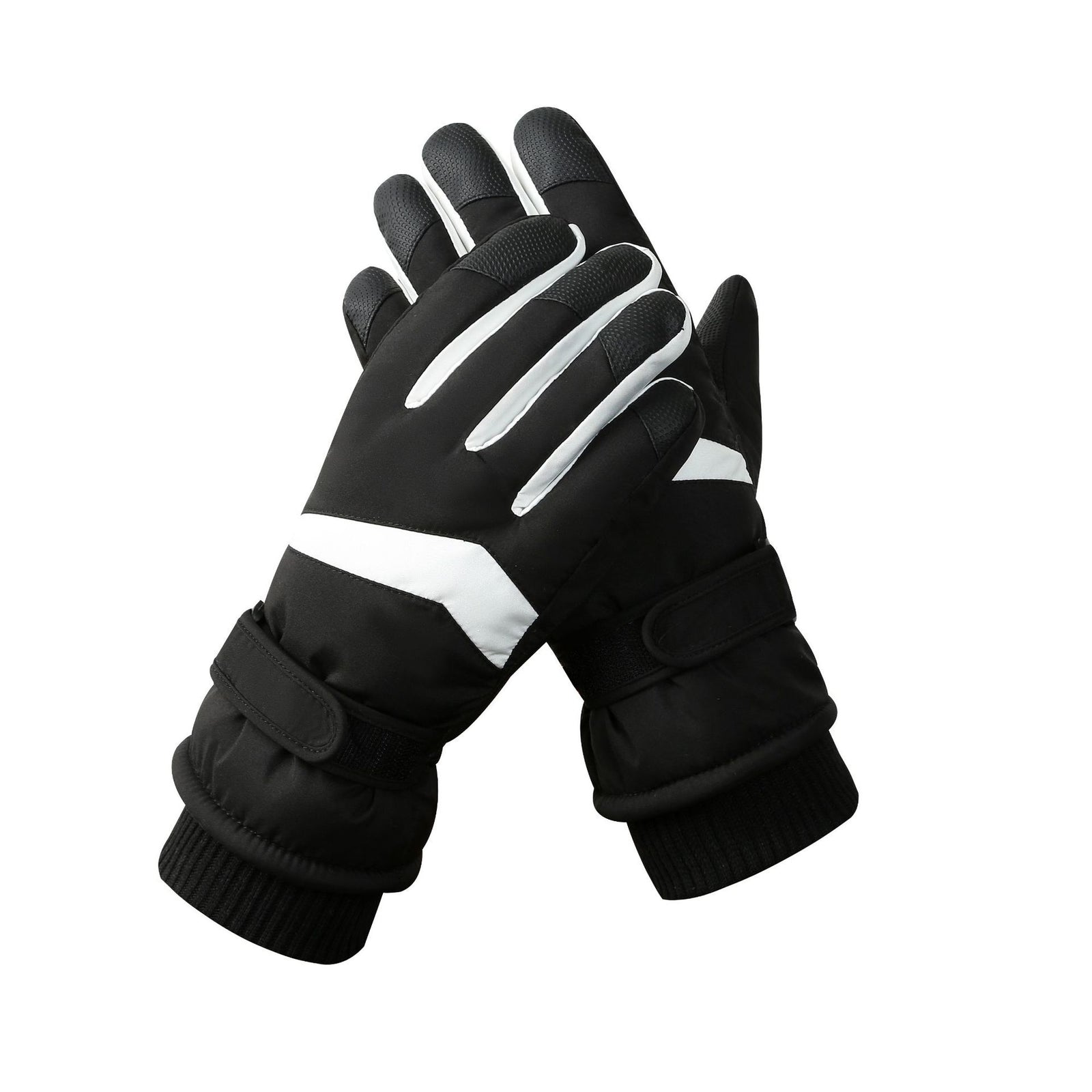 Men's Black-white Color Combination Top-Rated Waterproof Touchscreen Ski Gloves - Fleece-Lined for Men & Women