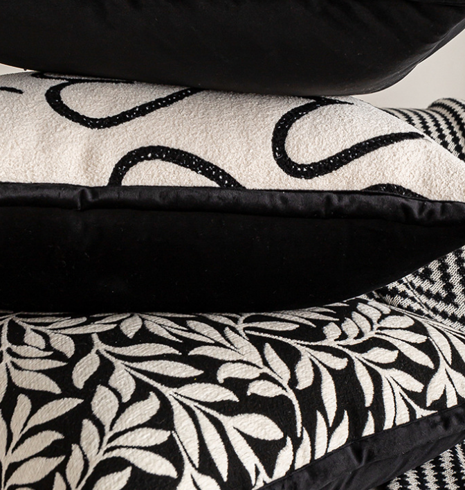 Umbrella Pattern Elegant Two-Piece INS-Style Jacquard Pillow Covers - Black & White Sofa Decor