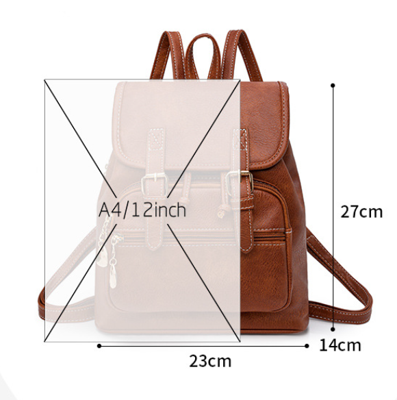 Black Stylish PU Leather Backpack for Women - Compact Travel Companion
