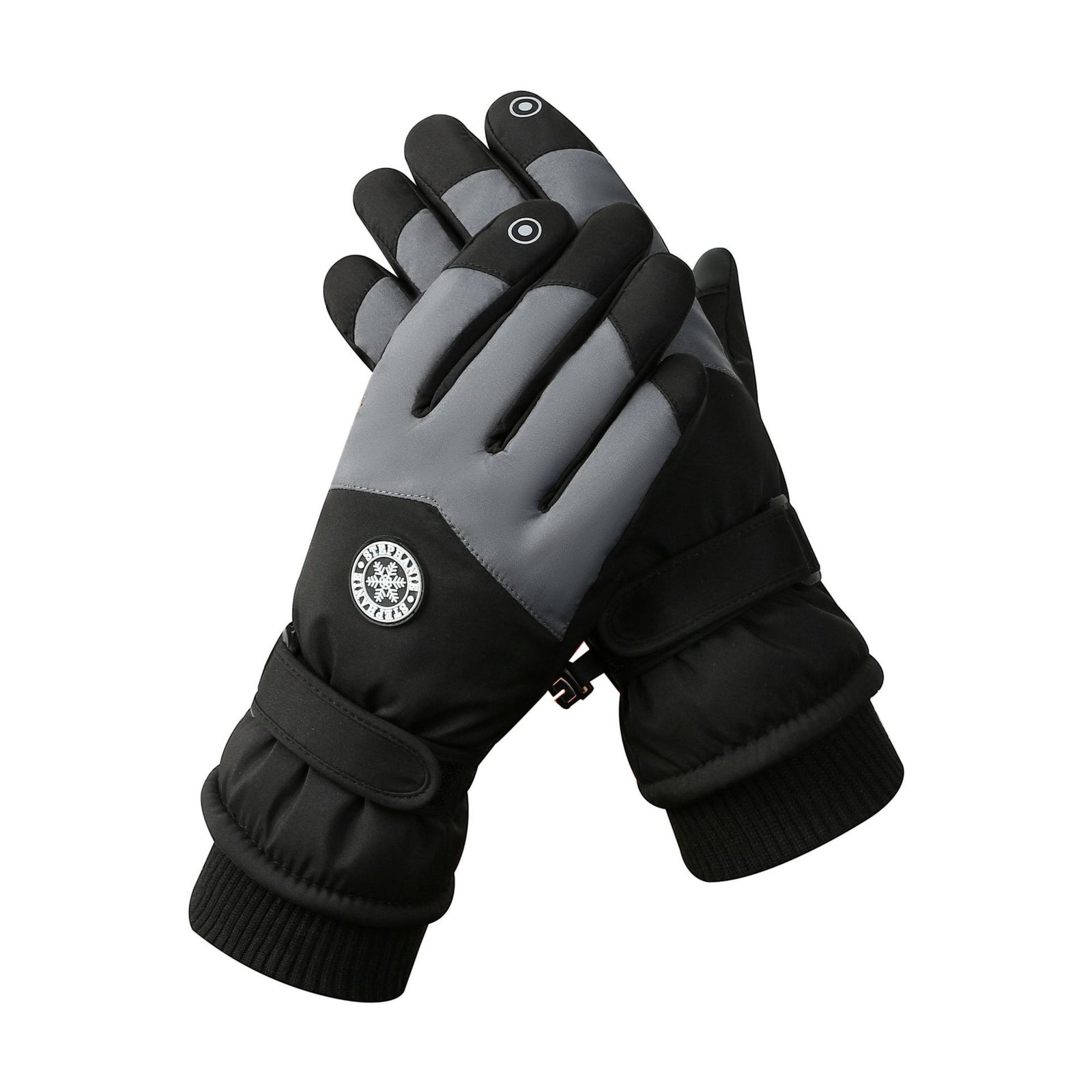 Men's Black-grey Color Combination Top-Rated Waterproof Touchscreen Ski Gloves - Fleece-Lined for Men & Women