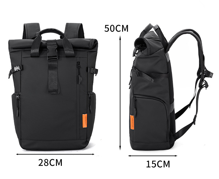 White Urban Explorer Roll-Top Backpack - Water-Resistant Large Capacity Bag for Travel, Work & Laptop