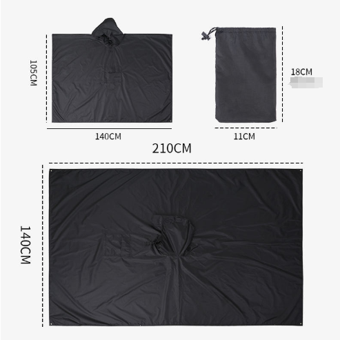 Brown 3-in-1 Waterproof Rain Poncho - Lightweight Hooded Raincoat, Ground Tarp & Emergency Shelter for Hiking, Camping, and Outdoor Survival