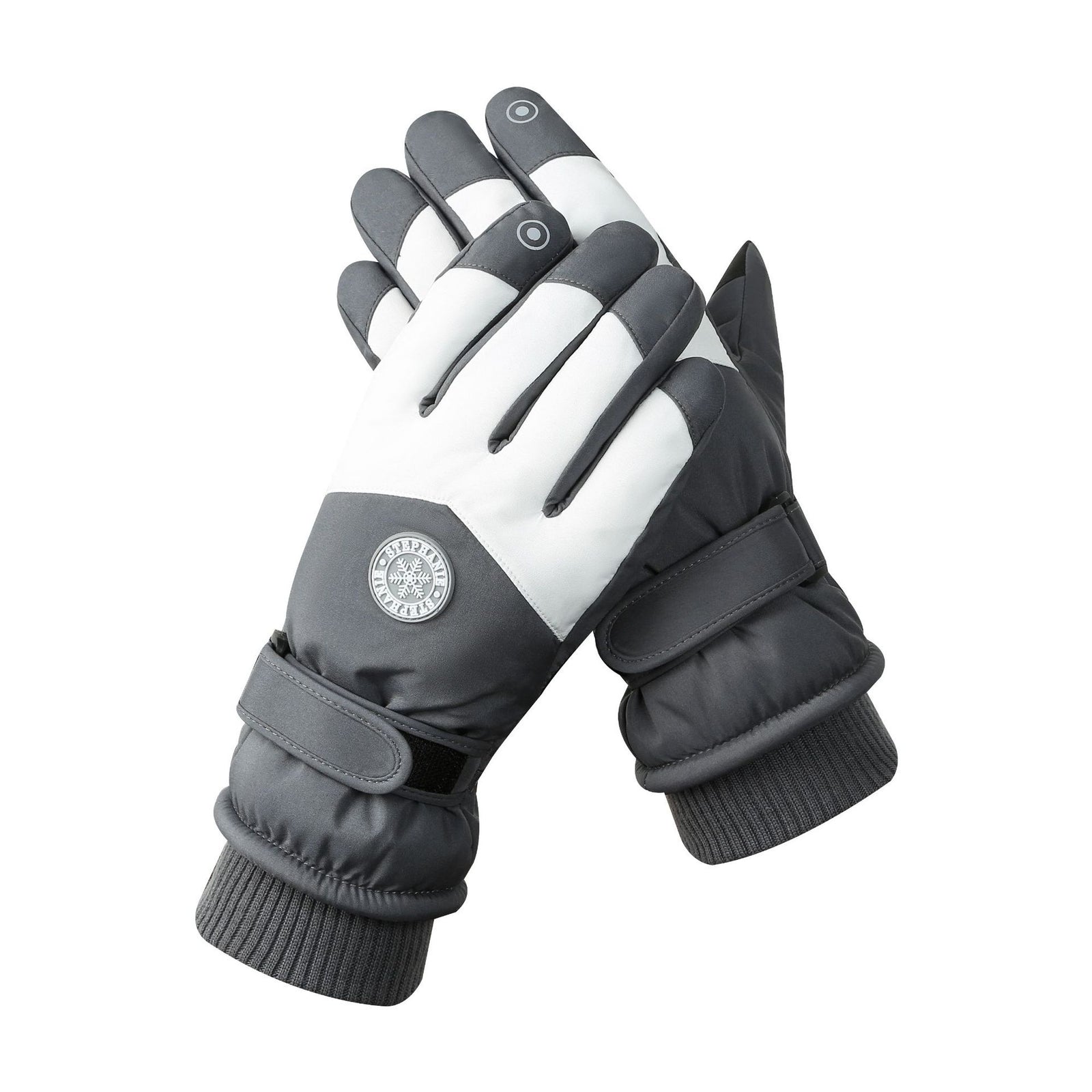 Men's Grey-white Color Combination Top-Rated Waterproof Touchscreen Ski Gloves - Fleece-Lined for Men & Women