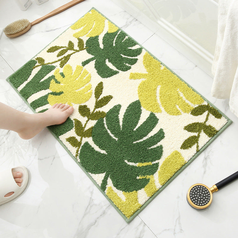 Tropical Rain Forest Jacquard Bathroom Mat - Super Absorbent Non-Slip Rug (40x60cm), Toilet Floor Mat for Bathroom/Bedroom/Entryway
