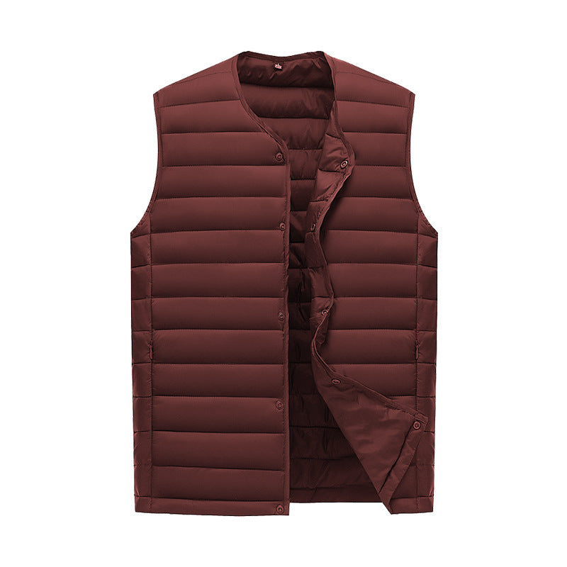 M Wine Red Men's Lightweight Quilted Puffer Vest - Ideal Sleeveless Jacket for Winter Layering