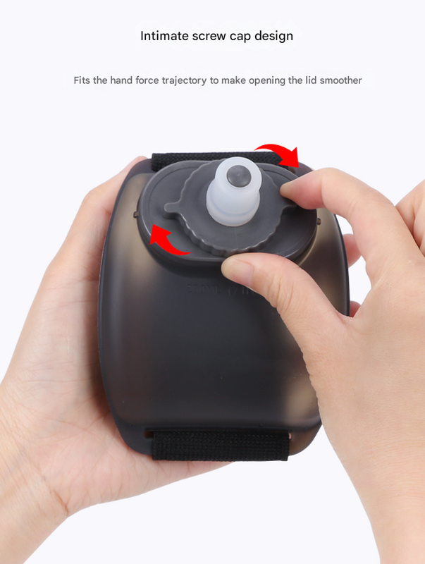 2-Pices Black Ergonomic Wearable Hydration Flask - Hands-Free Wrist Water Bottle for Running & Sports