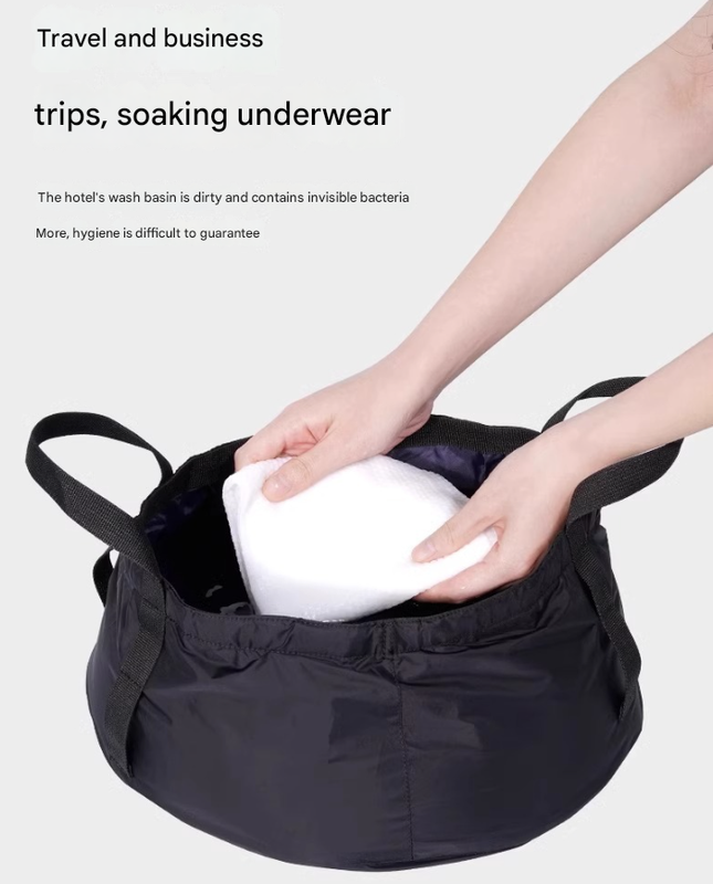 2PCS Blue 8.5L Portable Folding Water Basin - Collapsible Bucket with Carry Bag for Camping & Travel