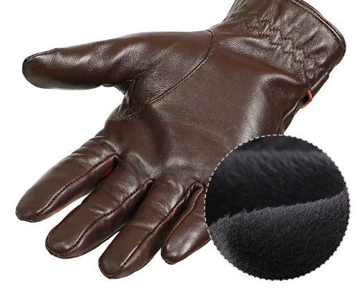 S Dark Brown Premium Men's Genuine Sheepskin Leather Driving & Cycling Gloves