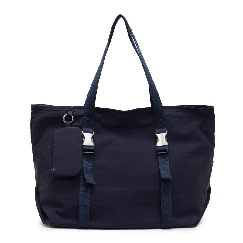 Navy Blue Modern Utility Tote Bag for Women - Large Capacity Shoulder Bag with Detachable Pouch for Work, School & Travel