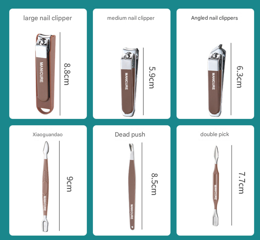 Coffee Professional 13-Piece Manicure & Pedicure Set - Anti-Splash Carbon Steel Nail Clippers Kit with Compact Drawer Organizer