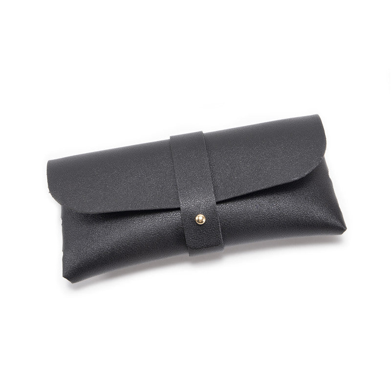 Black Chic & Sleek PU Leather Soft Eyeglass Case - Protective Pouch for Sunglasses & Reading Glasses
