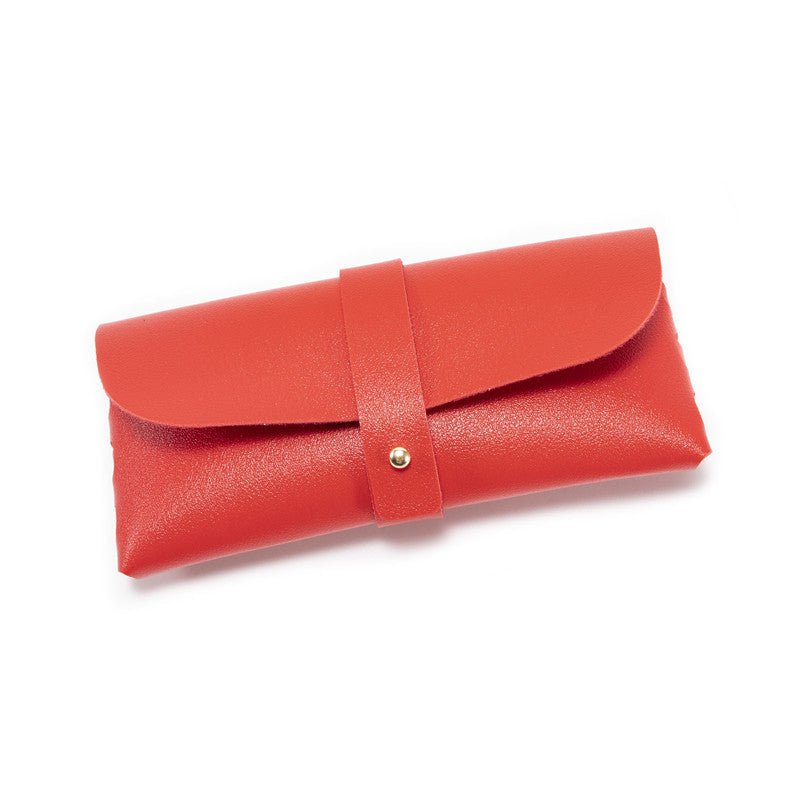 Red Chic & Sleek PU Leather Soft Eyeglass Case - Protective Pouch for Sunglasses & Reading Glasses