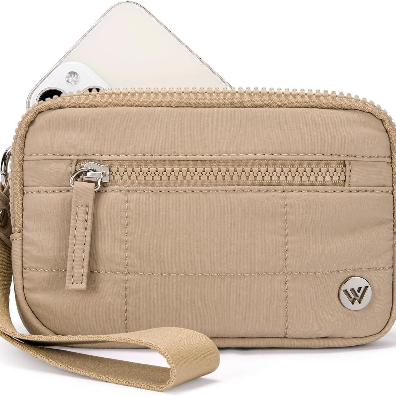 Khaki Elegant WESTBRONCO Quilted Phone Bag Wallet