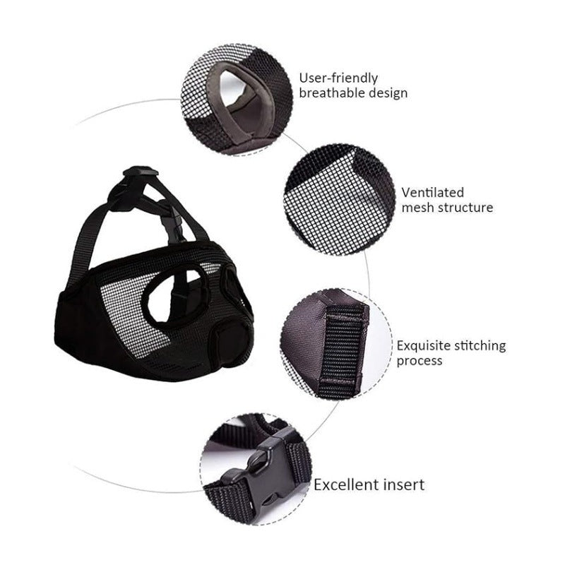 Blue Adjustable Breathable Mesh Dog Muzzle for Short-Nosed Breeds(Size L)