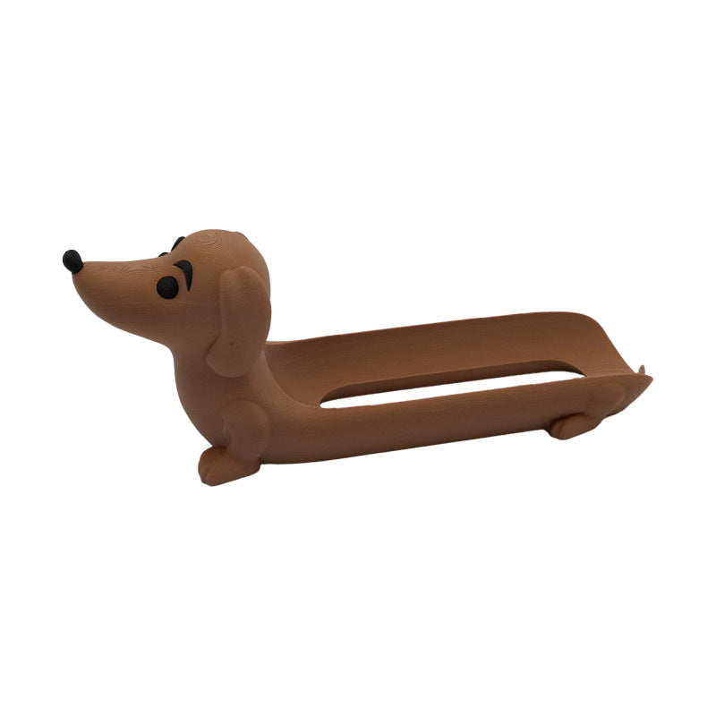 Dark Brown Creative Dachshund Hot Dog Tray - Cute Dog-Shaped Sandwich Holder with 3D Decor