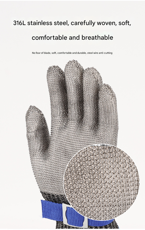 1 pair of silver A9 grade 316 stainless steel cut resistant gloves(XL)