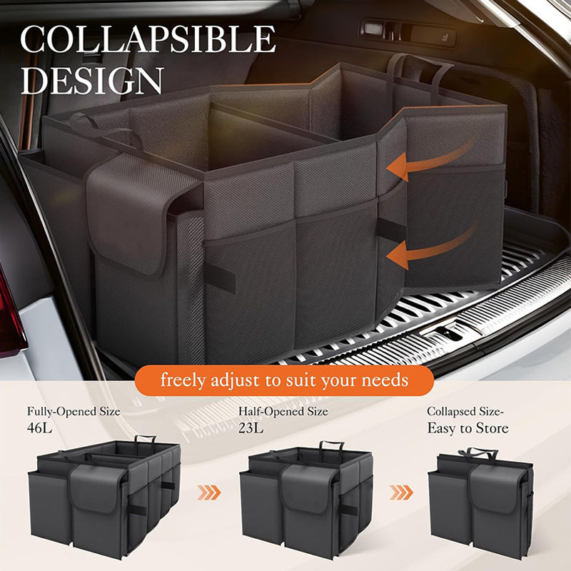Beige Car Trunk Storage Box - Foldable Organizer