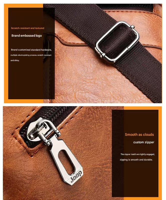 Black Men's Vintage Crossbody Bag - PU Leather Business Casual Shoulder Messenger Bag for iPad