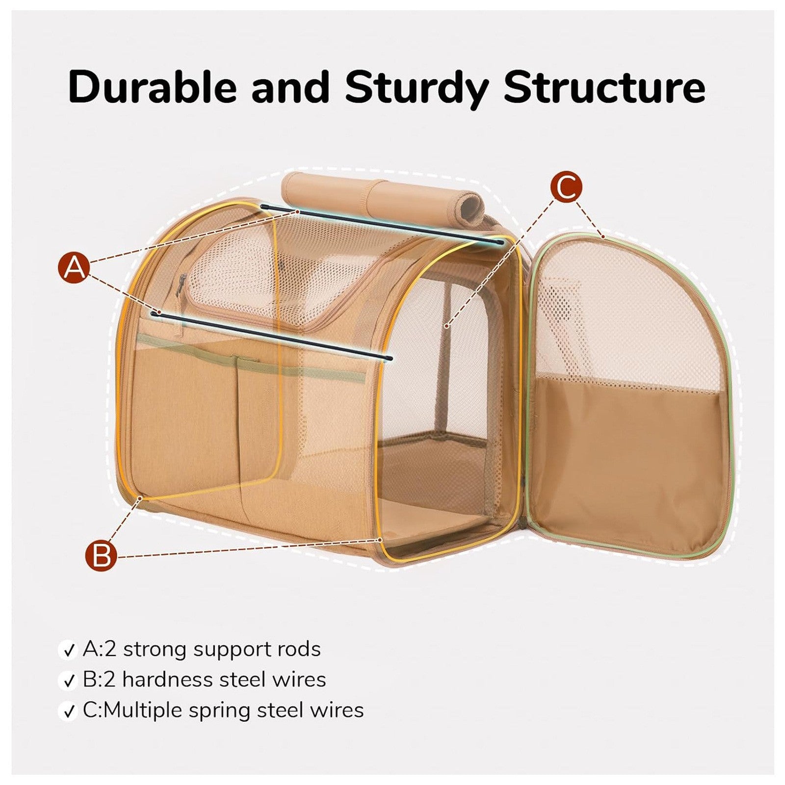 Grey Expandable Breathable Outdoor Portable Large Space Cat Backpack - Pet Carrier for Cats and Dogs