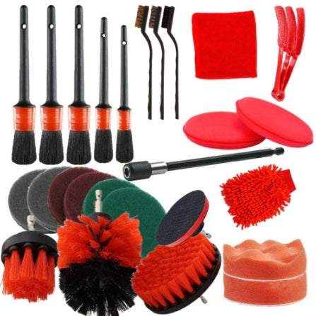 26-Piece set Ultimate Car Detailing Kit - Drill Brush & Polishing Pad Set for Car Interior, Wheels, and Exterior Cleaning
