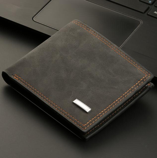 2-Piece Black Men's Vintage Style Bifold Wallet | High-Capacity PU Leather with Removable Card Holder & Zip Coin Pocket