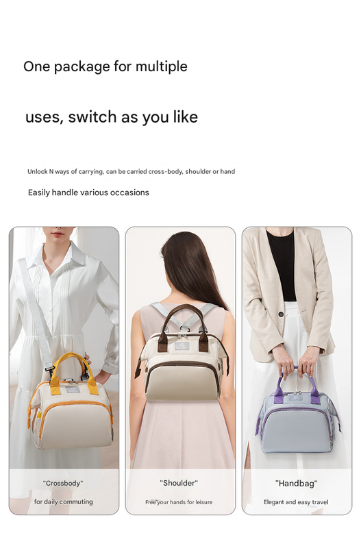 Beige Versatile 3-in-1 Nappy Bag | Convertible Backpack, Tote & Crossbody with Insulated Pockets