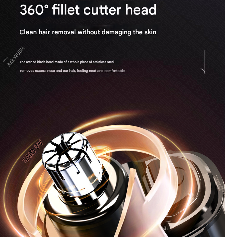 Black Painless Electric Nose & Ear Hair Trimmer - USB-C Rechargeable Grooming Tool with LED Battery Display for Men and Women