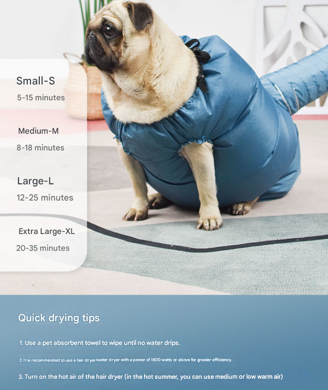 Portable Pet Grooming Dryer Bag - Hands-Free Quick-Drying Coat for Dogs & Cats After Bath(Size L)