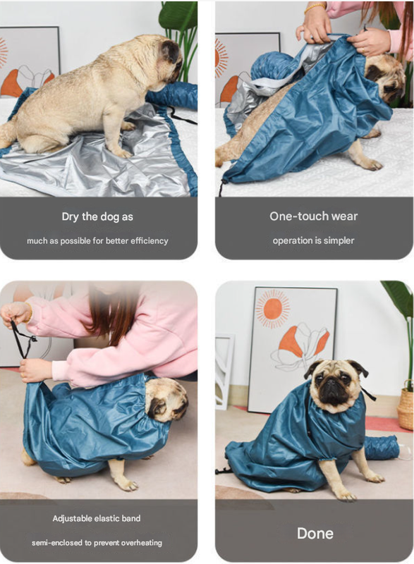 Portable Pet Grooming Dryer Bag - Hands-Free Quick-Drying Coat for Dogs & Cats After Bath(Size XL)