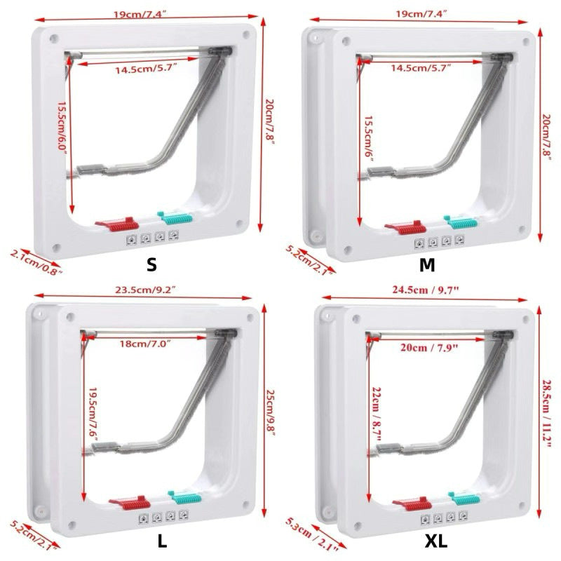 Secure 4-Way Locking Pet Door for Cats & Small Dogs - Easy Access Flap for Doors, Walls & Glass(Size M)