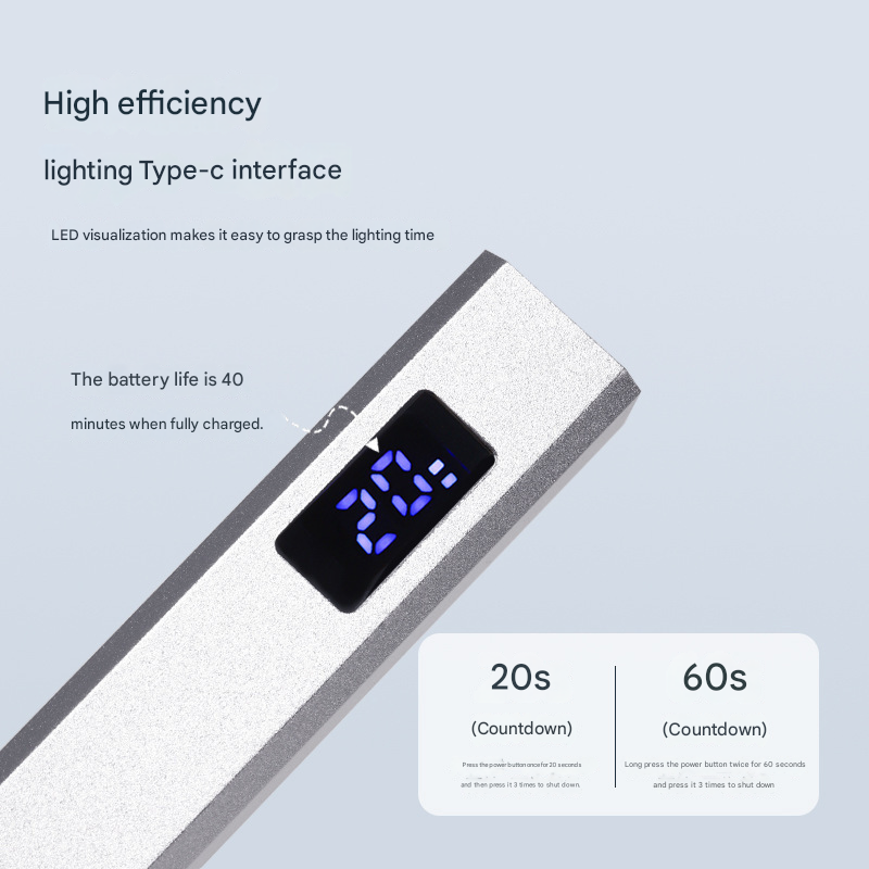 Purple Handheld UV LED Nail Curing Pen - Portable USB-C Rechargeable Light for Fast-Drying Gel Polish & Nail Art