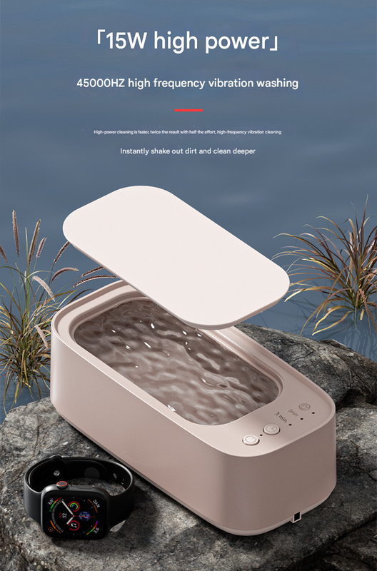 Pink Portable Ultrasonic Cleaner - 45kHz Professional High-Frequency Cleaning Machine for Jewellery, Glasses, Watches, and Makeup Brushes