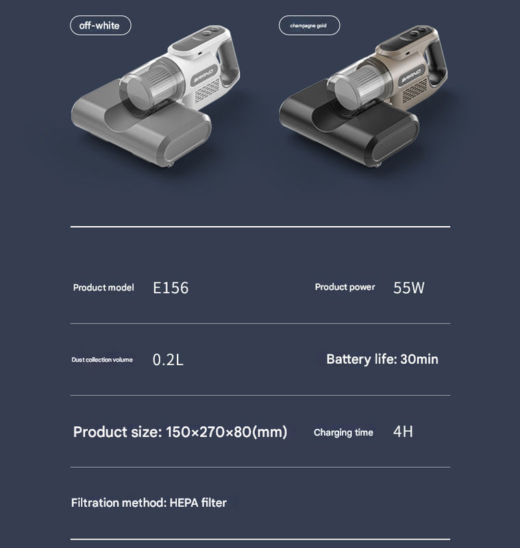 Khaki High-Power Wireless UV Sterilization Mite Removal Vacuum Cleaner - Powerful Suction and Deep Cleaning for Home Use