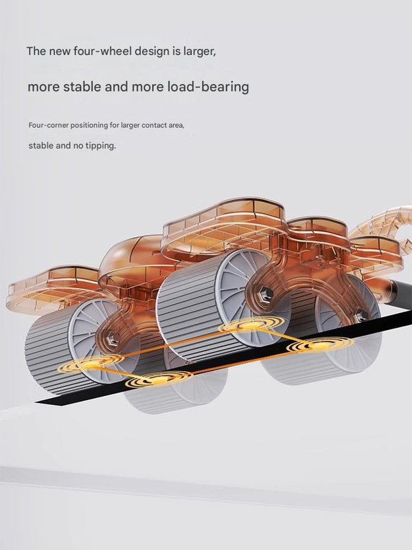 Black Six-Elbow Four-Wheel Automatic Rebound Abdominal Wheel - Home Fitness Equipment for Toning Abs and Building Core Strength