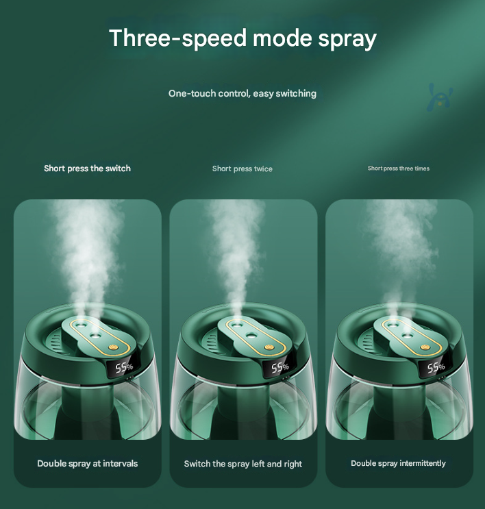 Green 3.5L Smart Cool Mist Humidifier with Dual Nozzle & Digital Display - Ultra-Quiet Air Purifier for Bedroom and Office
