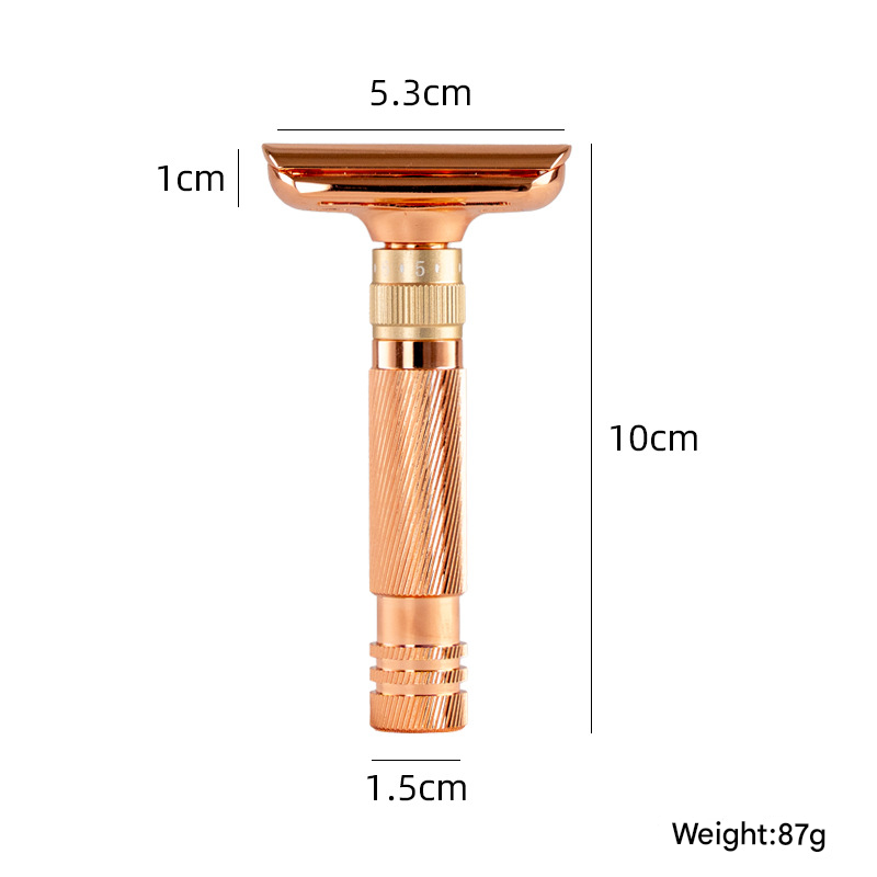 Rose gold Premium Adjustable Double Edge Safety Razor Kit - 8-Setting Precision Shave with Stand & 5 Blades
