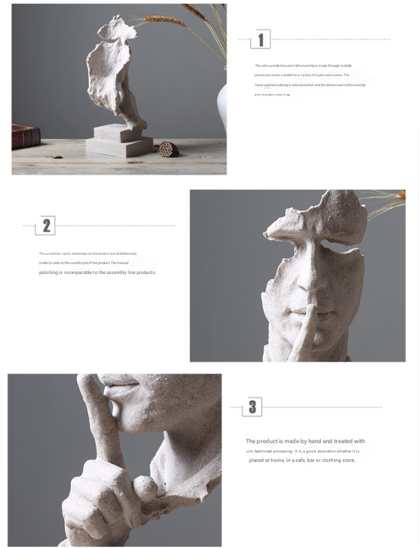 Gold Modern 'Silence is Golden' Abstract Sculpture - Nordic Resin Art Statue for Office & Living Room Decor