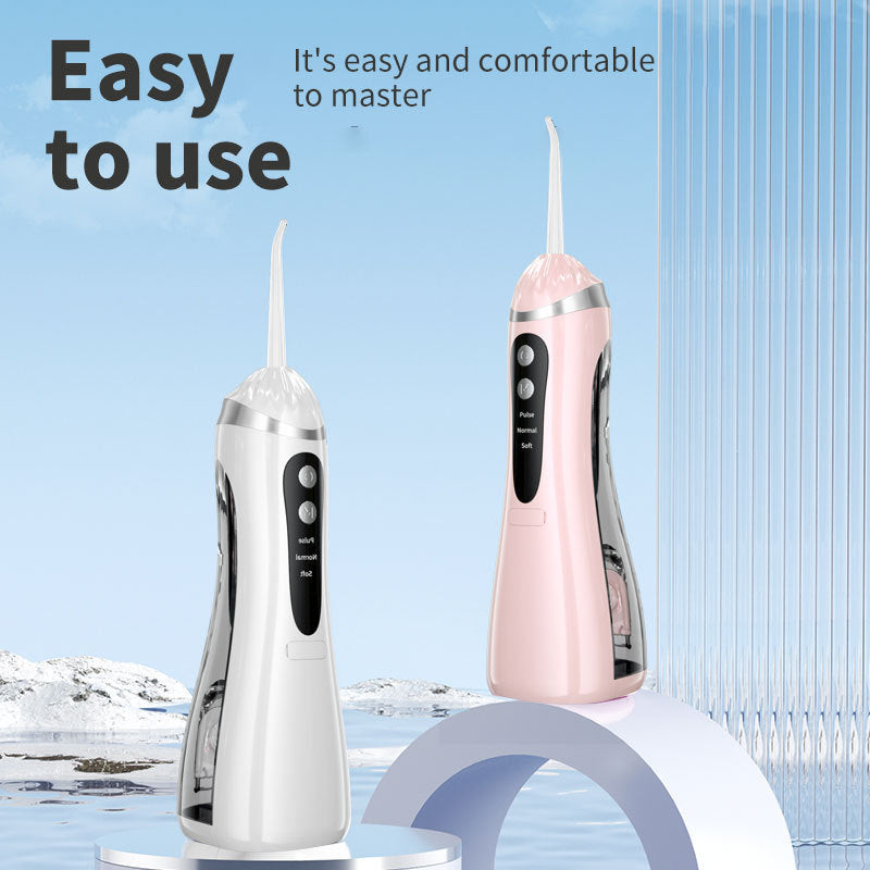 Pink Cordless Water Flosser & Oral Irrigator - Portable Teeth Cleaner with 3 Modes & 4 Jet Tips