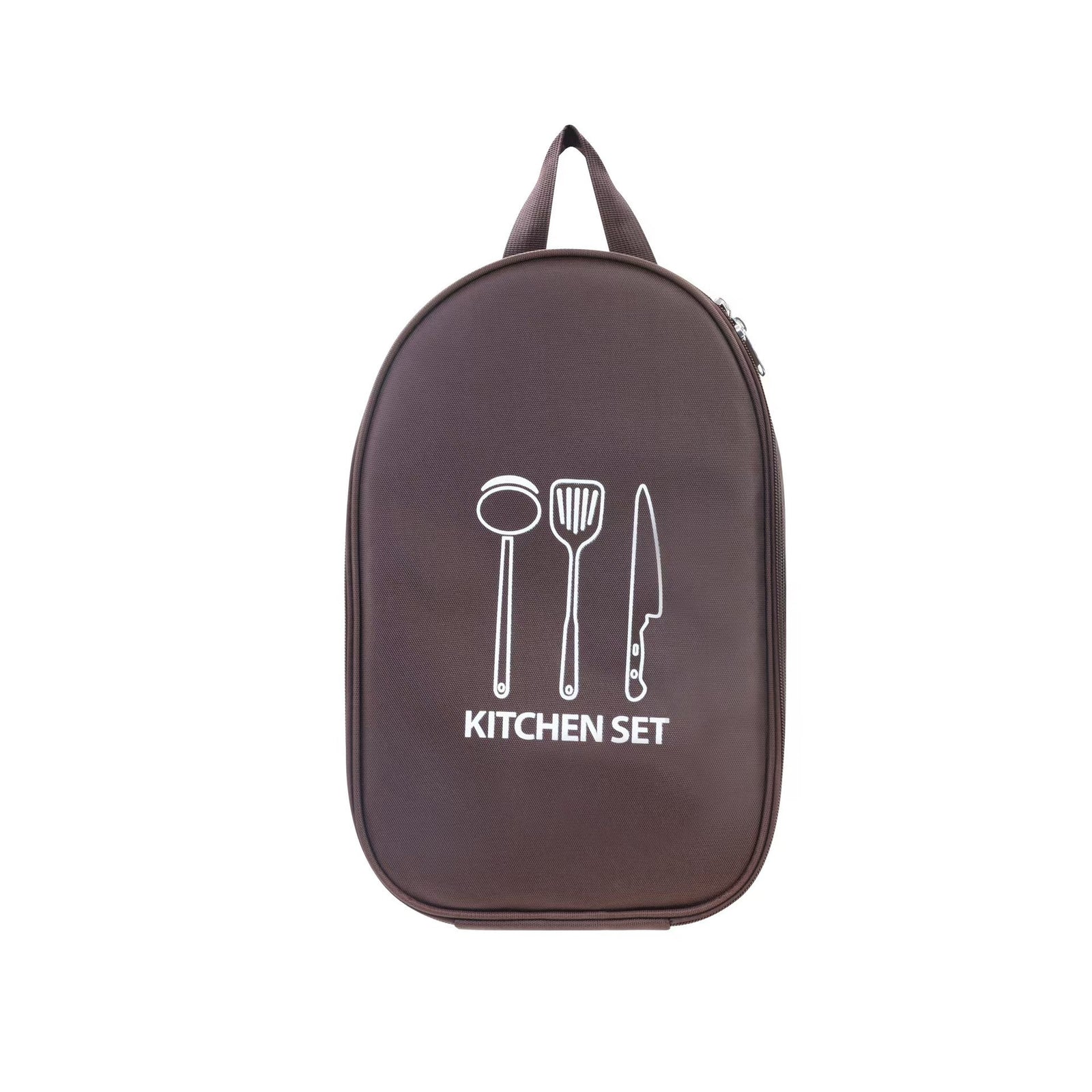 Brown Portable Camping Kitchen Utensil Organizer - Travel Cookware Storage Bag for BBQ & Picnics
