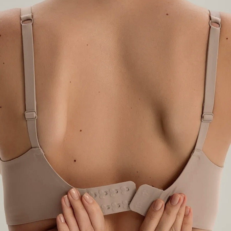 Light skin tone Women's Seamless Wireless Comfort Bra - Flexible Gel Support Deep V T-Shirt Bra(Size: L)