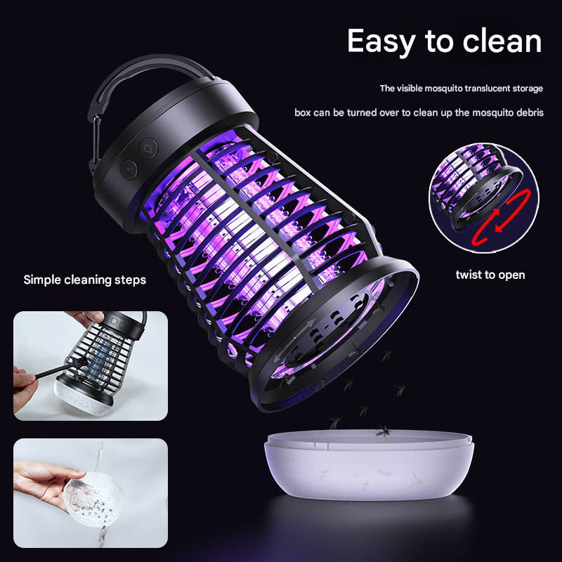 White Rechargeable 3-in-1 Bug Zapper Lantern - Portable UV Mosquito Killer with Camping Light & SOS Mode