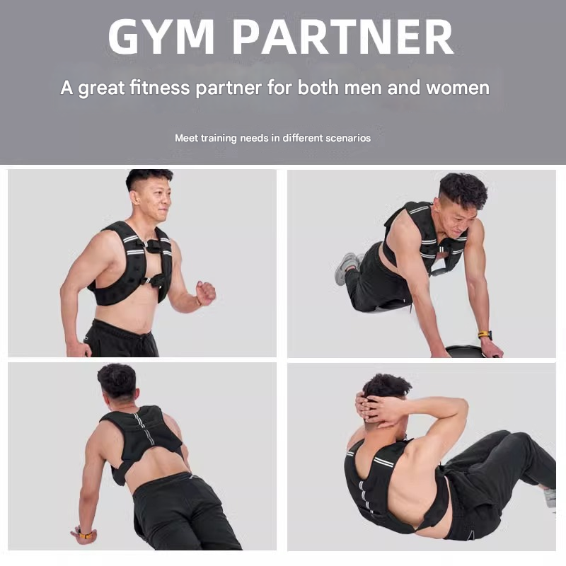 Black Gym Partner Weighted Vest - Adjustable & Reflective for Running, Training & Strength Building(8KG)