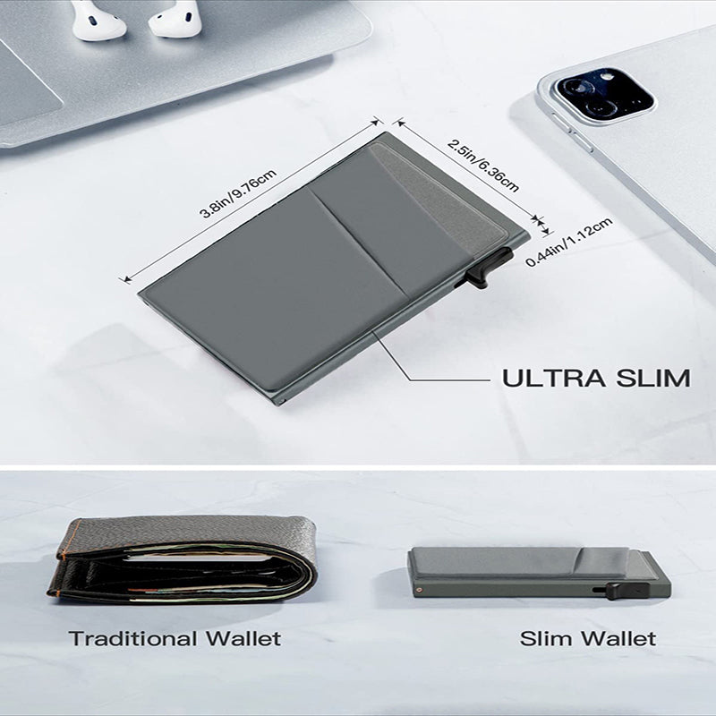 Orange-red Ultra-Slim RFID Blocking Pop-Up Wallet - Automatic Card Holder with Metal Case & Secure Screw Base
